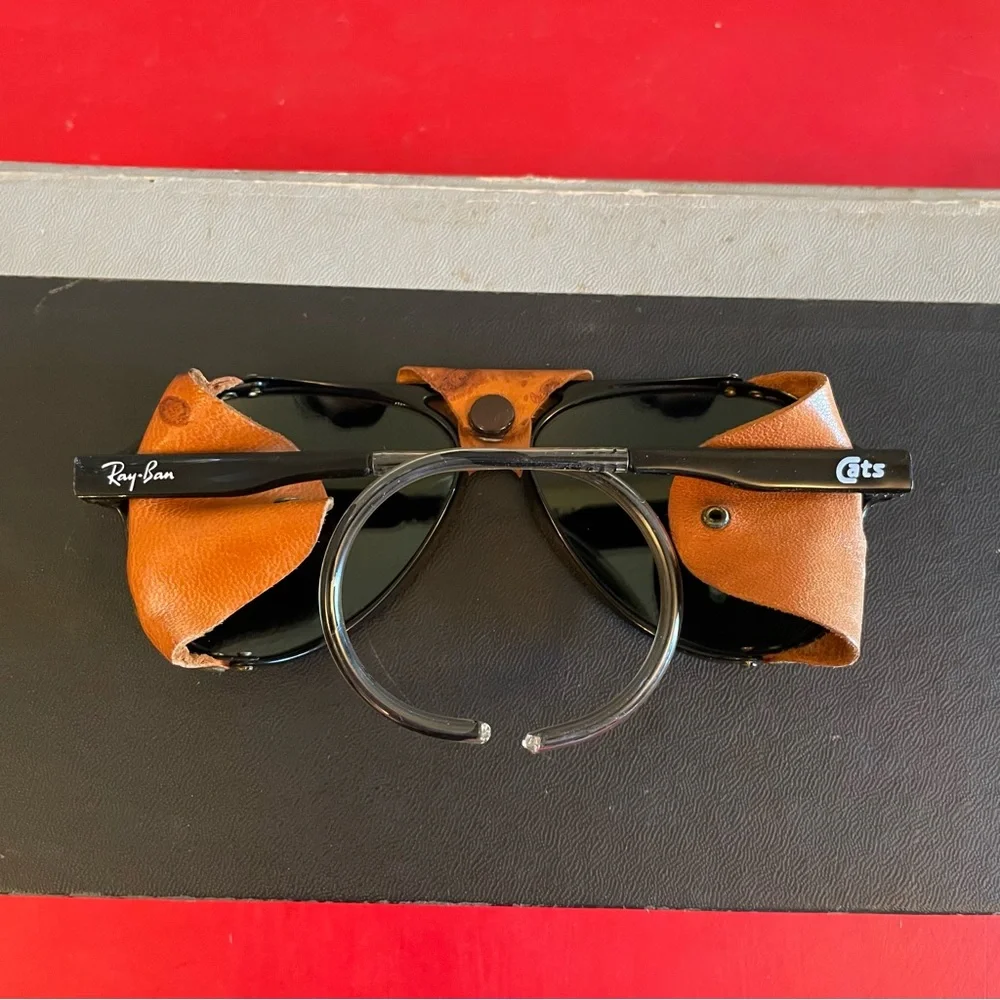 Vintage Ray Ban Bausch & Lomb Sunglasses GLACIER ARCTIC CATS LEATHER‎ SKI Logo
